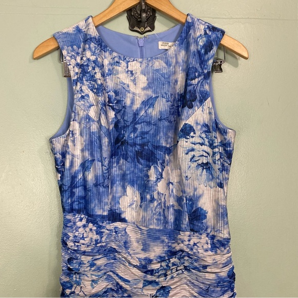 Dress The Population Violetta Maxi Dress Ruched‎ Blue White Large - Picture 3 of 12